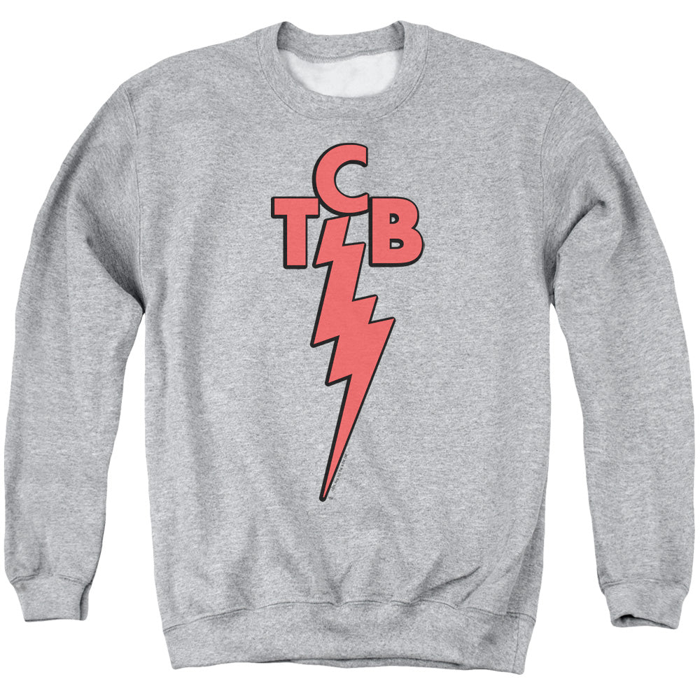AN OFFCIALLY LICENSED ELVIS PRESLEY TCB ADULT UNISEX CREWNECK SWEATSHIRT ATHLETIC HEATHER