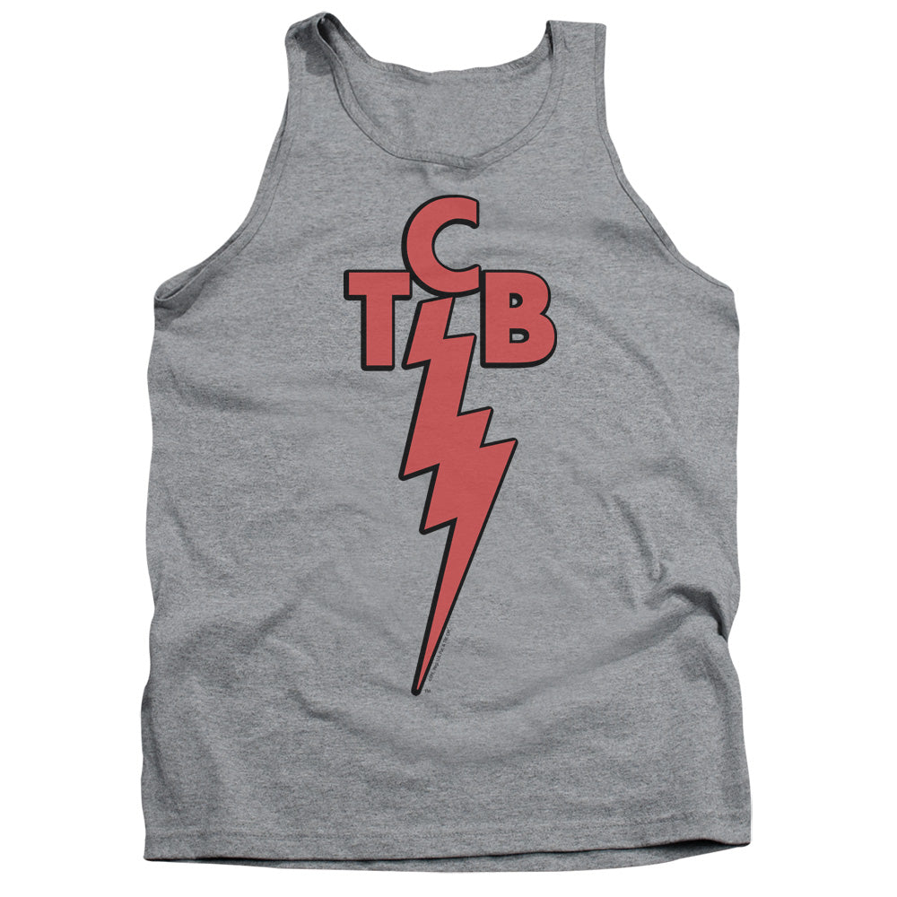 AN OFFCIALLY LICENSED ELVIS PRESLEY TCB ADULT UNISEX TANK TOP ATHLETIC HEATHER