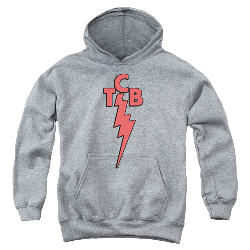 AN OFFCIALLY LICENSED ELVIS PRESLEY TCB YOUTH HOODIE ATHLETIC HEATHER