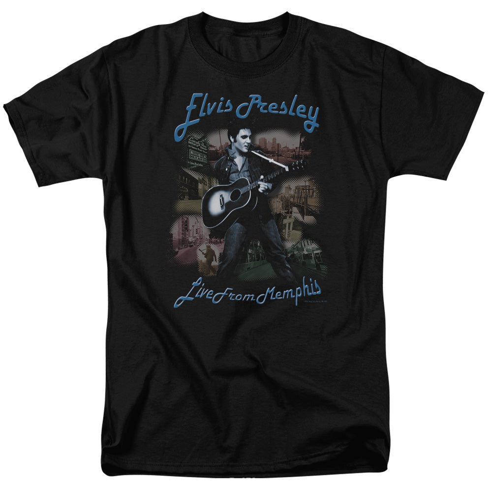 AN OFFCIALLY LICENSED ELVIS PRESLEY MEMPHIS MEN'S REGULAR FIT T-SHIRT BLACK