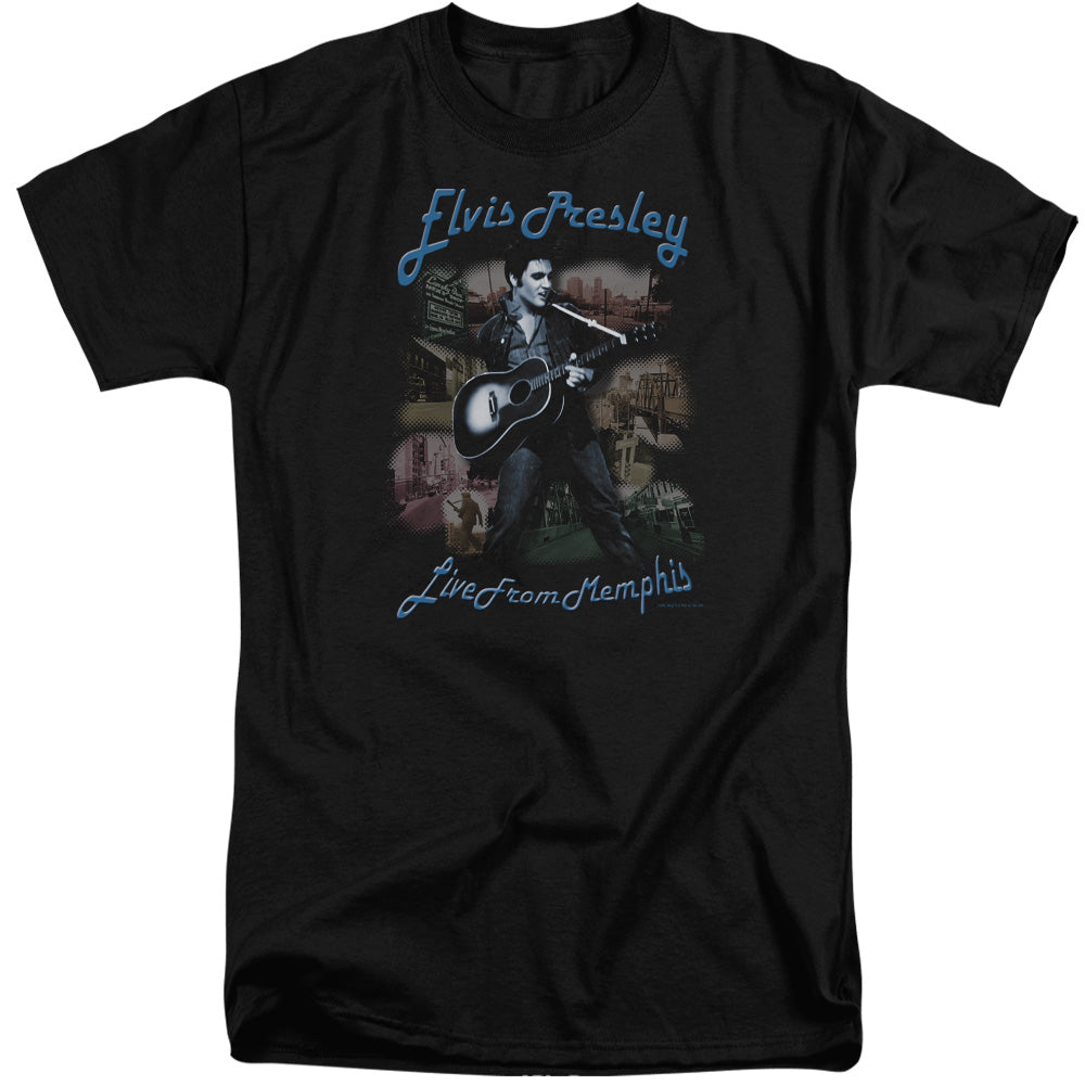 AN OFFCIALLY LICENSED ELVIS PRESLEY MEMPHIS MEN'S TALL FIT T-SHIRT BLACK