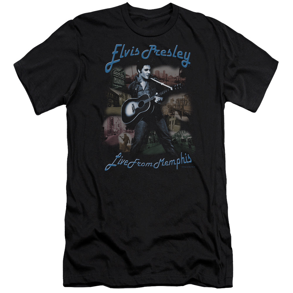 AN OFFCIALLY LICENSED ELVIS PRESLEY MEMPHIS MEN'S PREMIUM SLIM FIT T-SHIRT BLACK