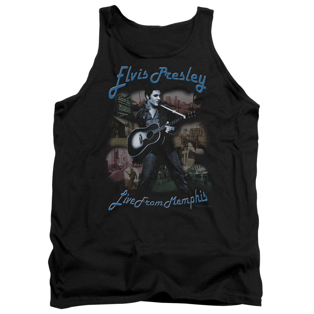 AN OFFCIALLY LICENSED ELVIS PRESLEY MEMPHIS ADULT UNISEX TANK TOP BLACK