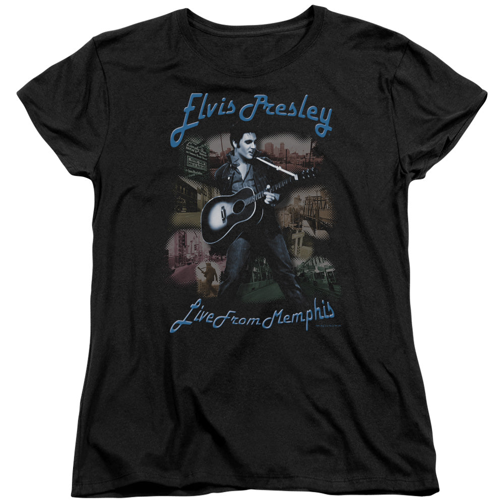 AN OFFCIALLY LICENSED ELVIS PRESLEY MEMPHIS WOMEN'S REGULAR FIT T-SHIRT BLACK