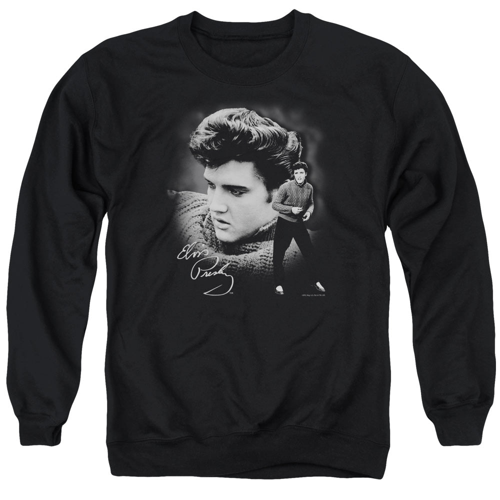 AN OFFCIALLY LICENSED ELVIS PRESLEY SWEATER ADULT UNISEX CREWNECK SWEATSHIRT BLACK