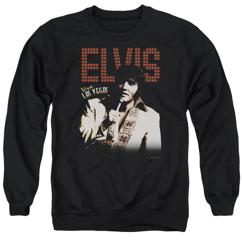 AN OFFCIALLY LICENSED ELVIS PRESLEY VIVA STAR ADULT UNISEX CREWNECK SWEATSHIRT BLACK
