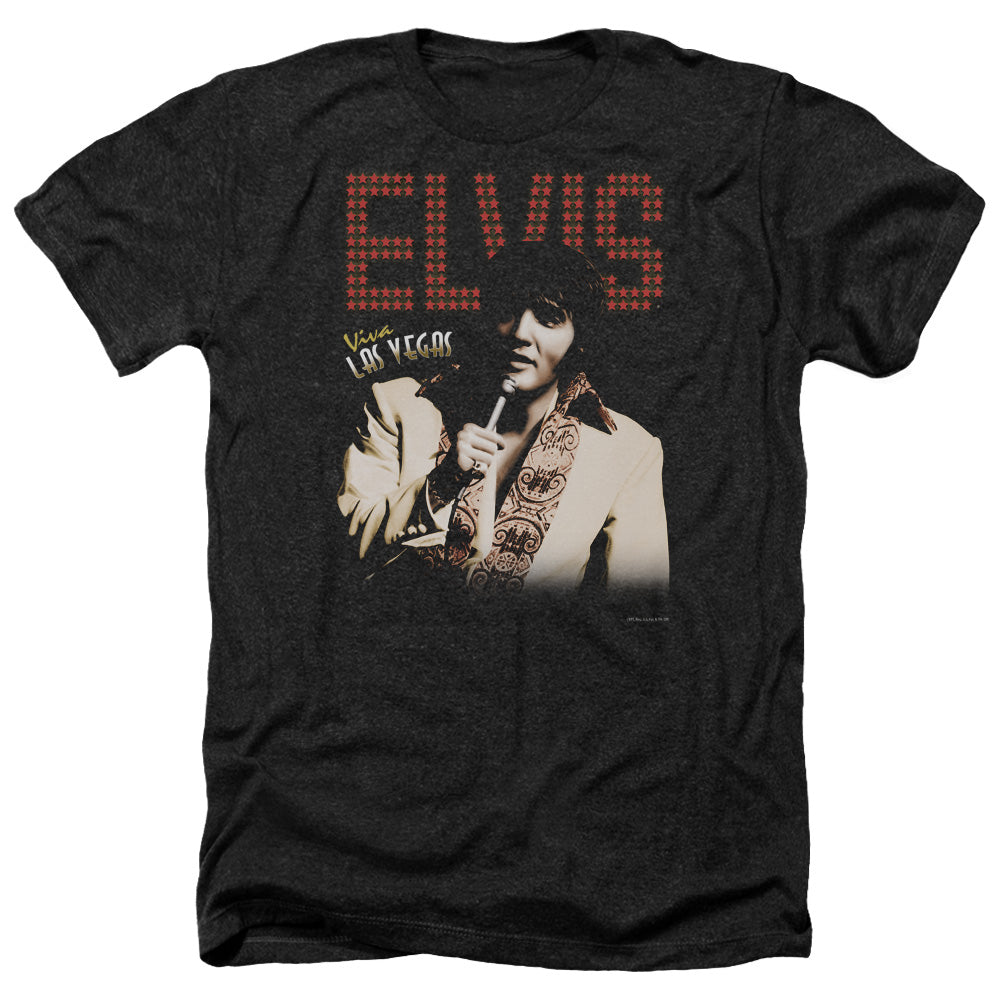 AN OFFCIALLY LICENSED ELVIS PRESLEY VIVA STAR MEN'S HEATHER T-SHIRT CHARCOAL