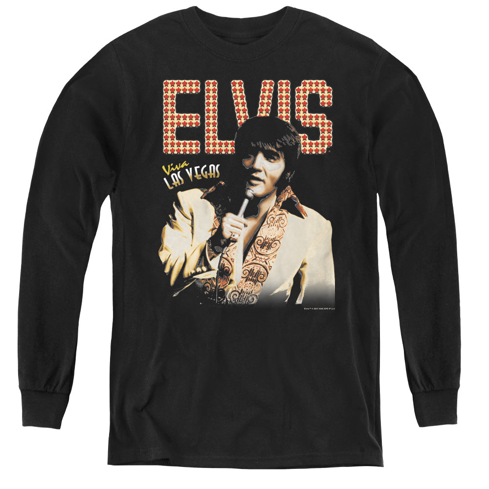 AN OFFCIALLY LICENSED ELVIS PRESLEY VIVA STAR YOUTH LONG SLEEVE T-SHIRT BLACK