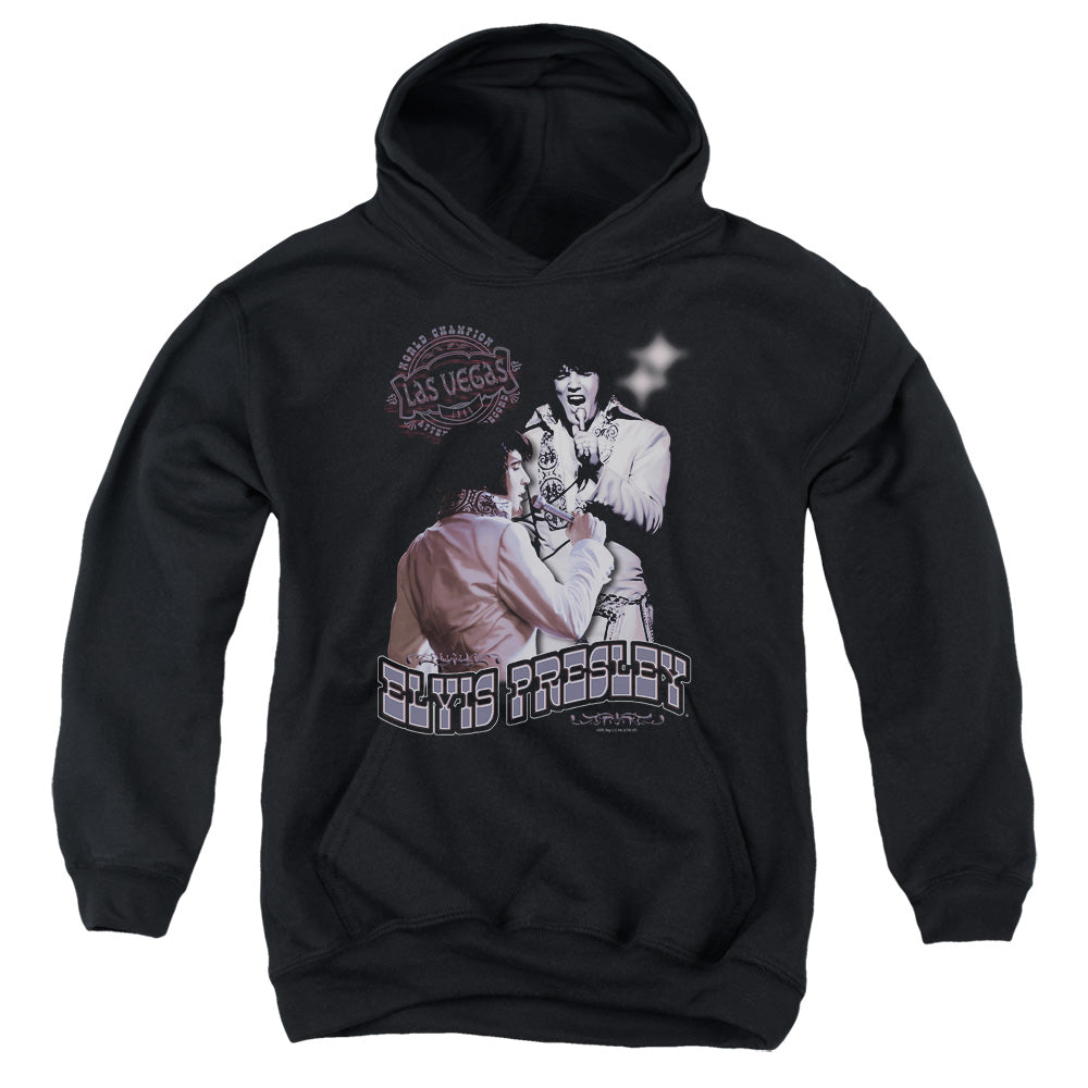 AN OFFCIALLY LICENSED ELVIS PRESLEY VIOLET VEGAS YOUTH HOODIE BLACK