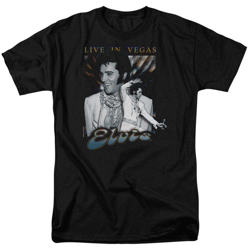 AN OFFCIALLY LICENSED ELVIS PRESLEY LIVE IN VEGAS MEN'S REGULAR FIT T-SHIRT BLACK