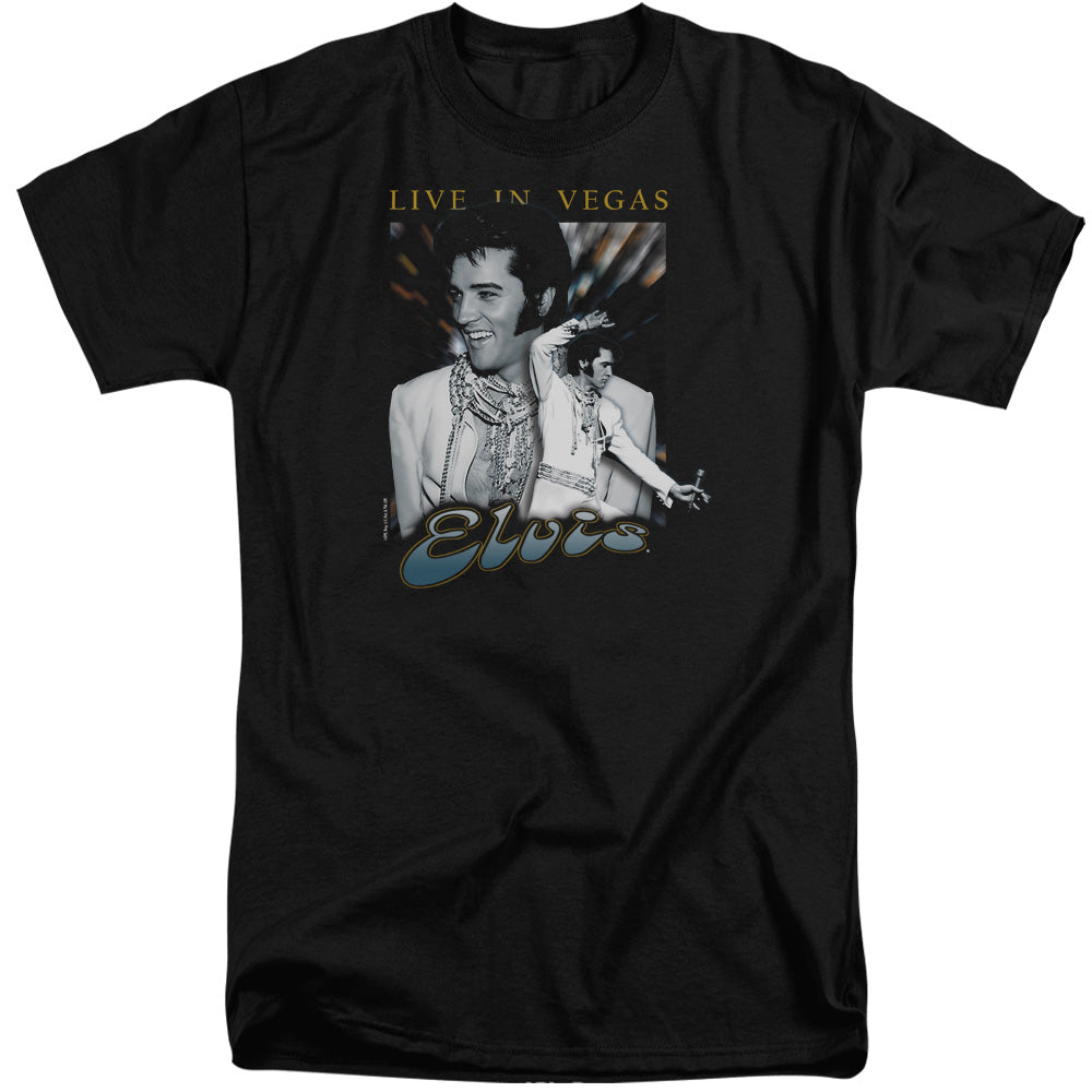 AN OFFCIALLY LICENSED ELVIS PRESLEY LIVE IN VEGAS MEN'S TALL FIT T-SHIRT BLACK