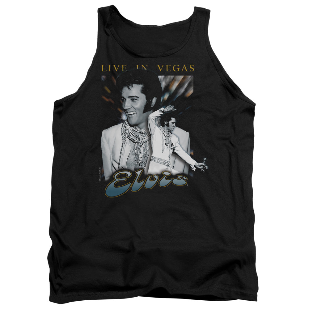 AN OFFCIALLY LICENSED ELVIS PRESLEY LIVE IN VEGAS ADULT UNISEX TANK TOP BLACK