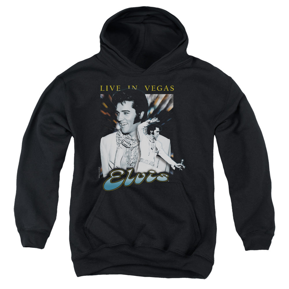AN OFFCIALLY LICENSED ELVIS PRESLEY LIVE IN VEGAS YOUTH HOODIE BLACK