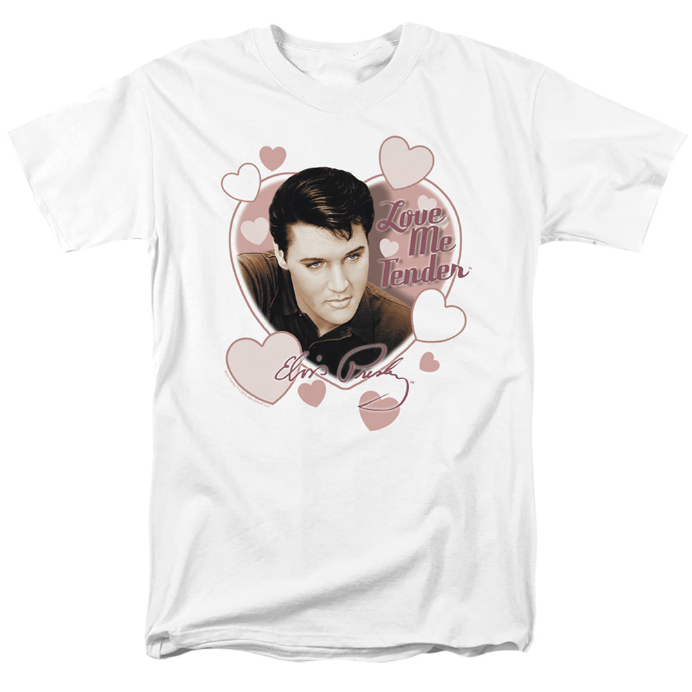 AN OFFCIALLY LICENSED ELVIS PRESLEY LOVE ME TENDER MEN'S REGULAR FIT T-SHIRT WHITE