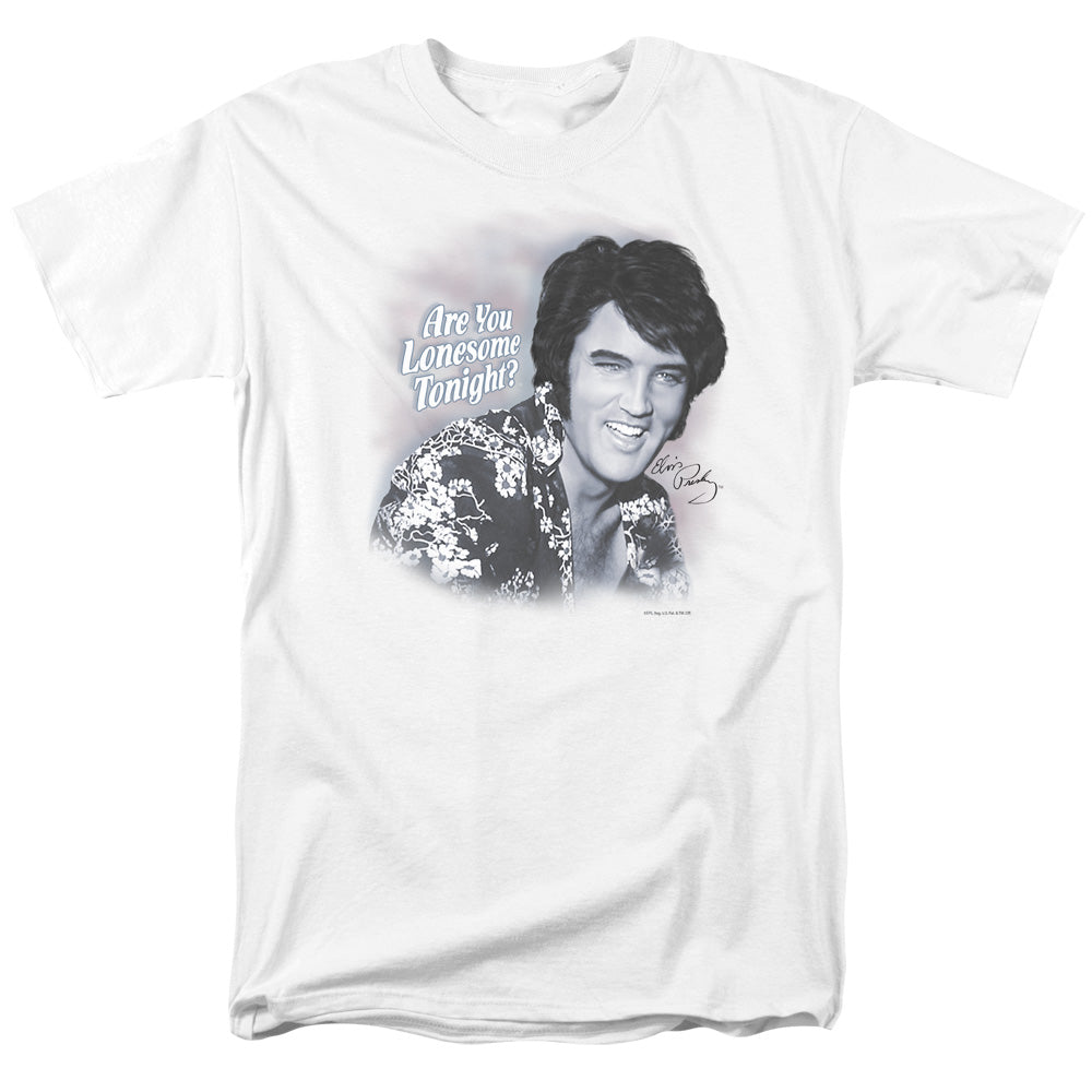 AN OFFCIALLY LICENSED ELVIS PRESLEY LONESOME TONIGHT MEN'S REGULAR FIT T-SHIRT WHITE