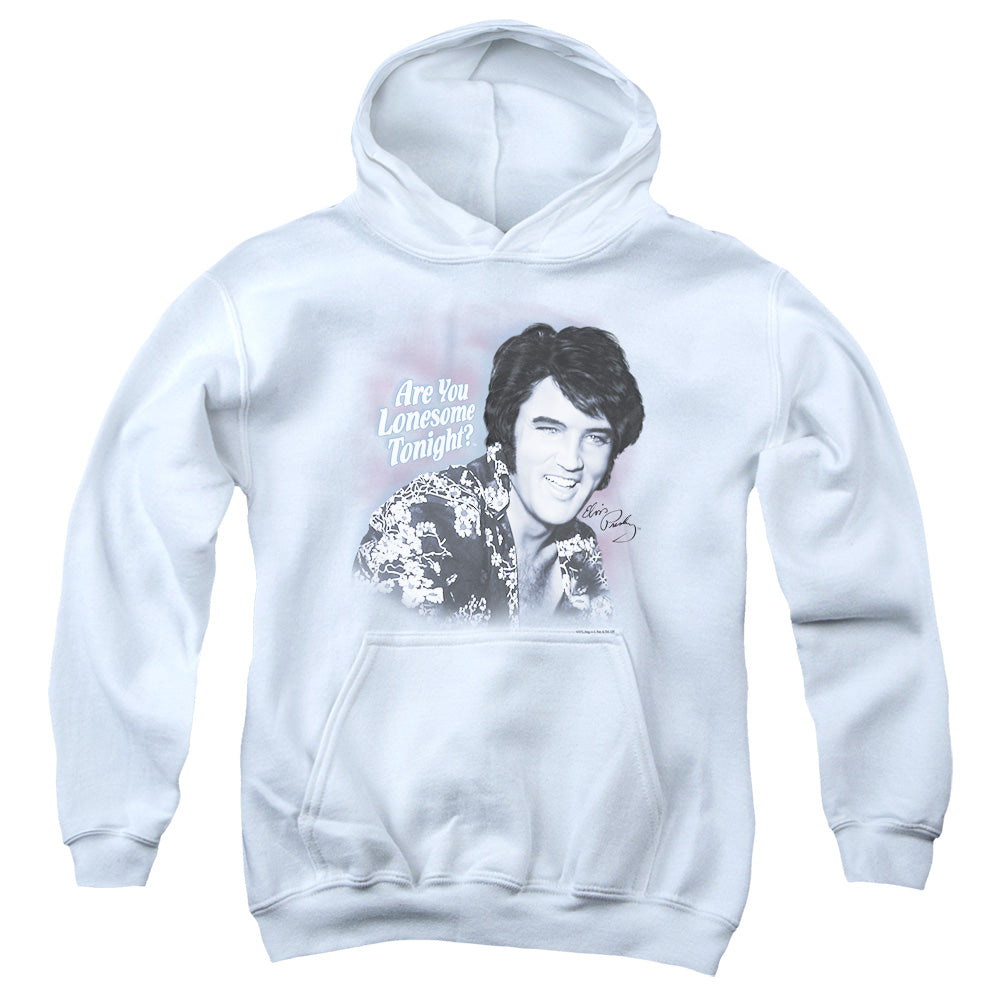 AN OFFCIALLY LICENSED ELVIS PRESLEY LONESOME TONIGHT YOUTH HOODIE WHITE