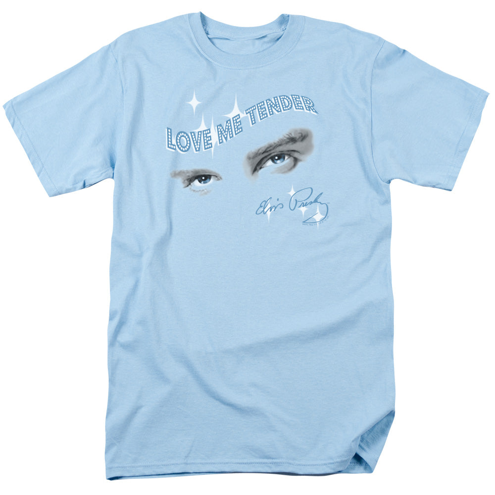 AN OFFCIALLY LICENSED ELVIS PRESLEY TENDER EYES MEN'S REGULAR FIT T-SHIRT LIGHT BLUE