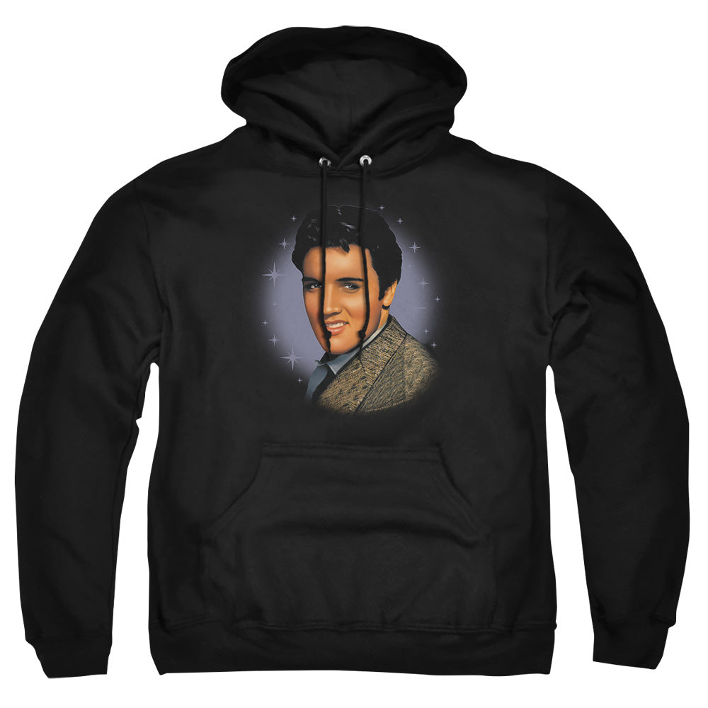 AN OFFCIALLY LICENSED ELVIS PRESLEY STARLITE ADULT UNISEX PULLOVER HOODIE BLACK
