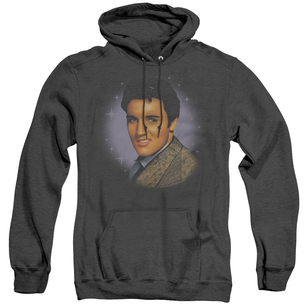 AN OFFCIALLY LICENSED ELVIS PRESLEY STARLITE ADULT UNISEX HEATHER PULLOVER HOODIE BLACK