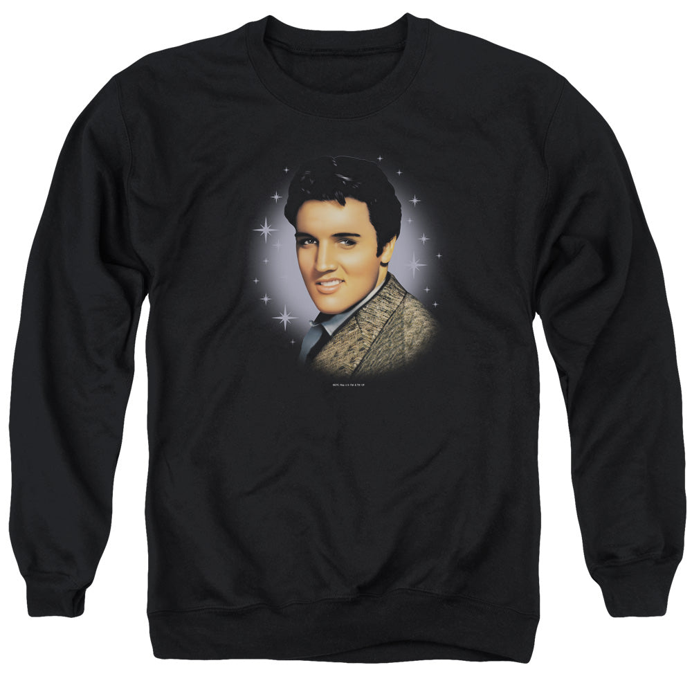 AN OFFCIALLY LICENSED ELVIS PRESLEY STARLITE ADULT UNISEX CREWNECK SWEATSHIRT BLACK