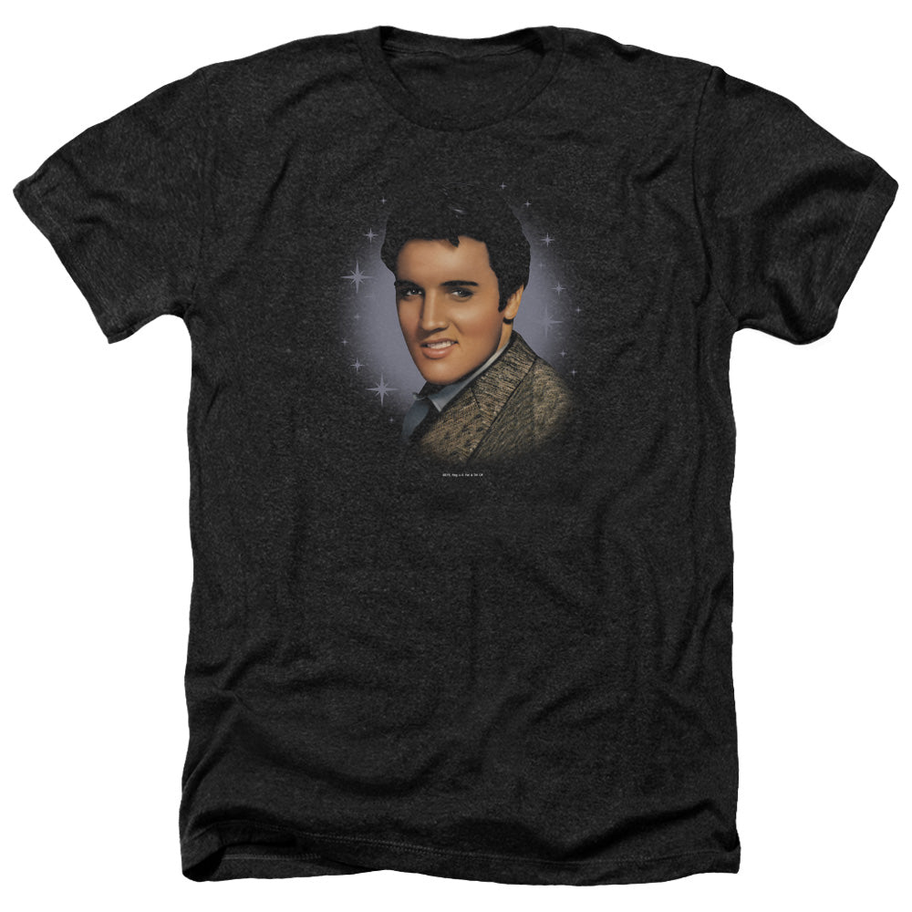 AN OFFCIALLY LICENSED ELVIS PRESLEY STARLITE MEN'S HEATHER T-SHIRT CHARCOAL