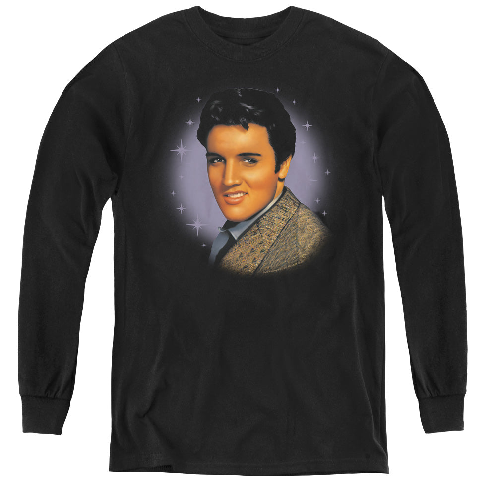AN OFFCIALLY LICENSED ELVIS PRESLEY STARLITE YOUTH LONG SLEEVE T-SHIRT BLACK