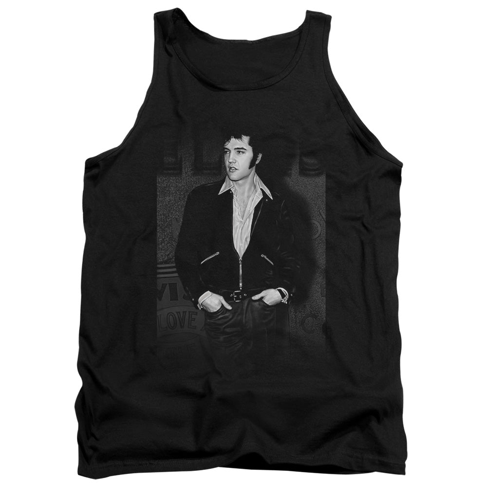 AN OFFCIALLY LICENSED ELVIS PRESLEY JUST COOL ADULT UNISEX TANK TOP BLACK