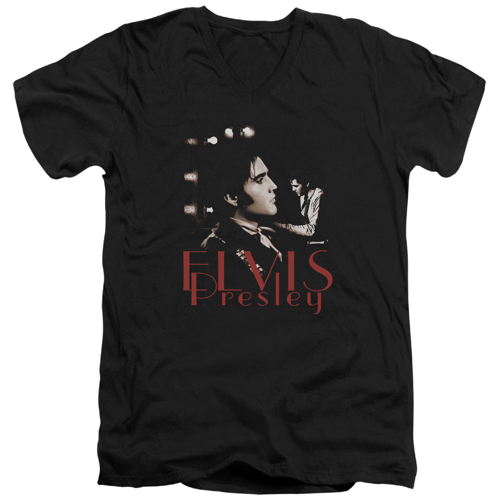 AN OFFCIALLY LICENSED ELVIS PRESLEY MEMORIES MEN'S V-NECK T-SHIRT BLACK