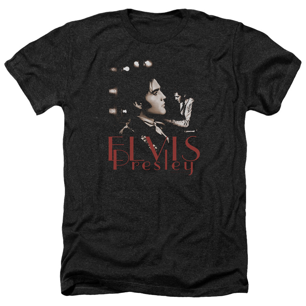 AN OFFCIALLY LICENSED ELVIS PRESLEY MEMORIES MEN'S HEATHER T-SHIRT CHARCOAL
