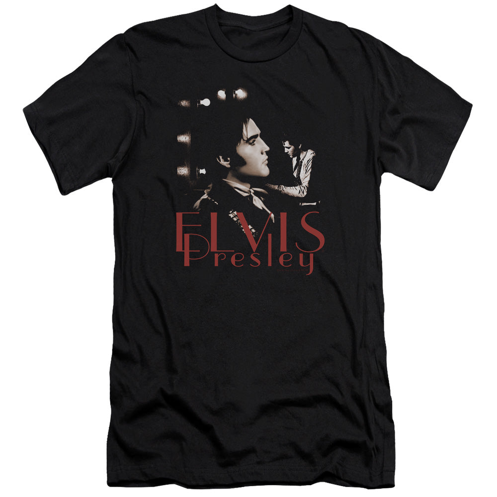 AN OFFCIALLY LICENSED ELVIS PRESLEY MEMORIES MEN'S PREMIUM SLIM FIT T-SHIRT BLACK