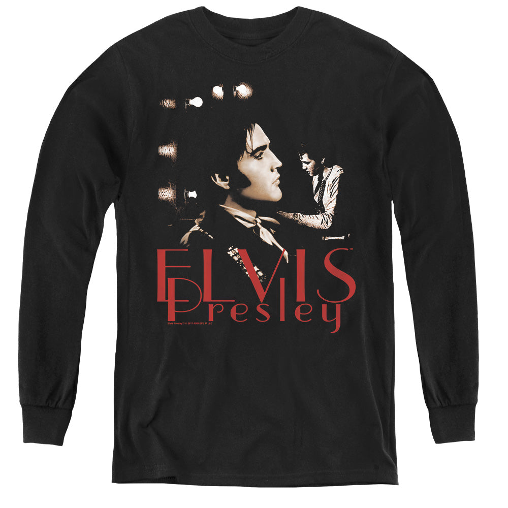 AN OFFCIALLY LICENSED ELVIS PRESLEY MEMORIES YOUTH LONG SLEEVE T-SHIRT BLACK