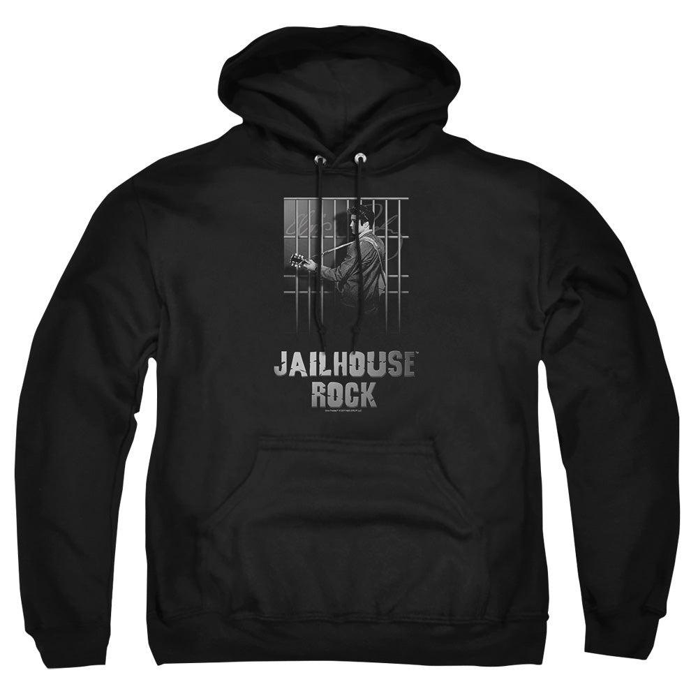 AN OFFCIALLY LICENSED ELVIS PRESLEY JAILHOUSE ROCK ADULT UNISEX PULLOVER HOODIE BLACK