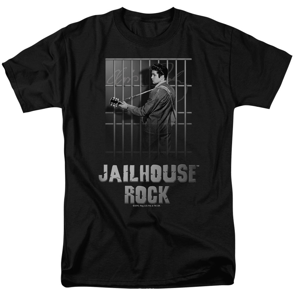 AN OFFCIALLY LICENSED ELVIS PRESLEY JAILHOUSE ROCK MEN'S REGULAR FIT T-SHIRT BLACK