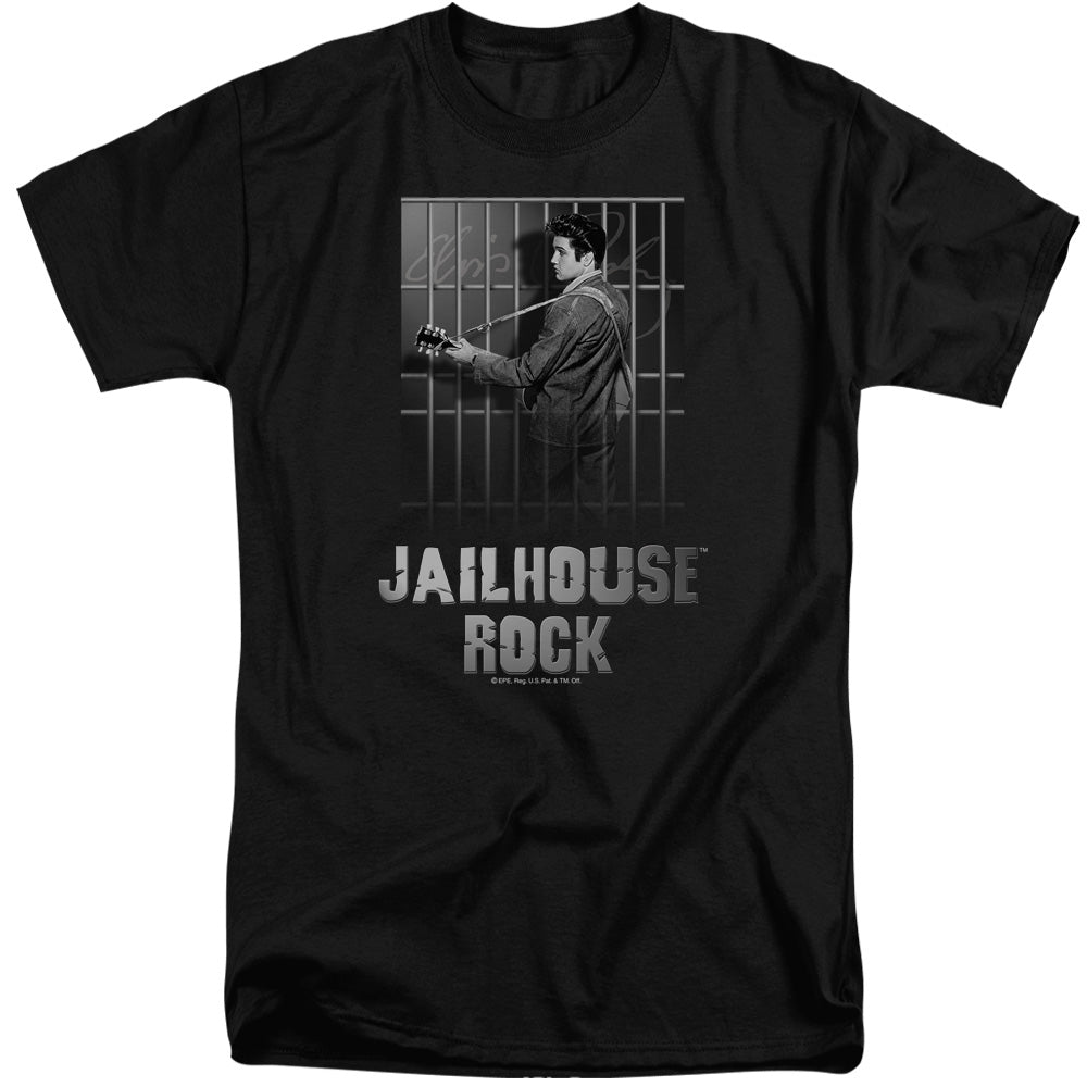 AN OFFCIALLY LICENSED ELVIS PRESLEY JAILHOUSE ROCK MEN'S TALL FIT T-SHIRT BLACK