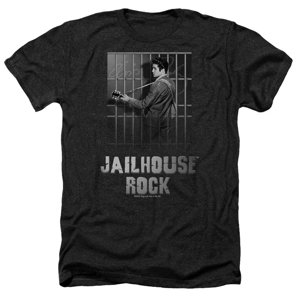 AN OFFCIALLY LICENSED ELVIS PRESLEY JAILHOUSE ROCK MEN'S HEATHER T-SHIRT CHARCOAL