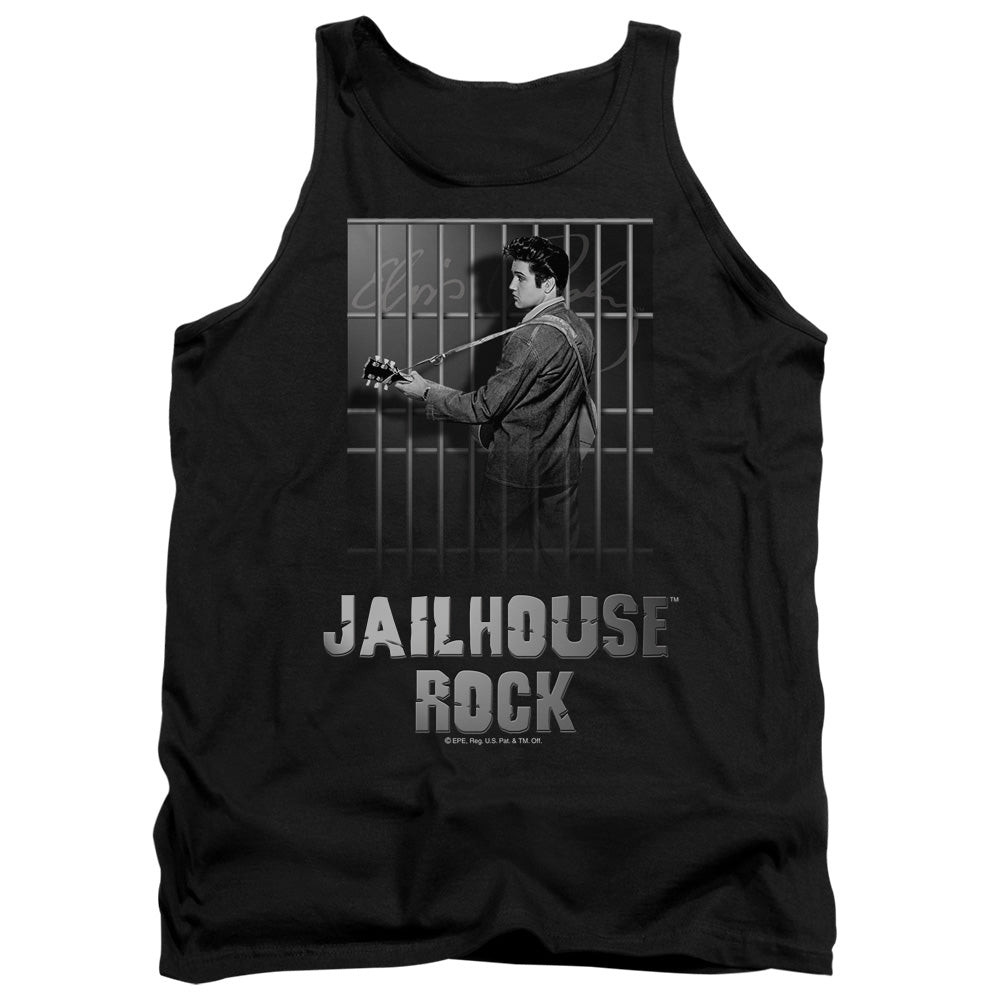 AN OFFCIALLY LICENSED ELVIS PRESLEY JAILHOUSE ROCK ADULT UNISEX TANK TOP BLACK