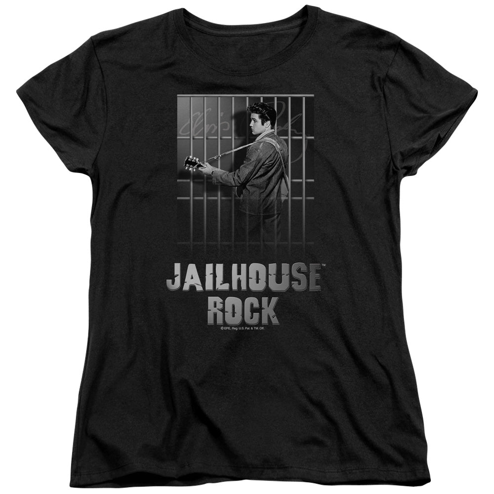 AN OFFCIALLY LICENSED ELVIS PRESLEY JAILHOUSE ROCK WOMEN'S REGULAR FIT T-SHIRT BLACK