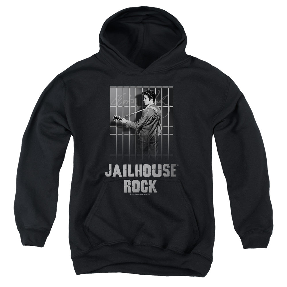 AN OFFCIALLY LICENSED ELVIS PRESLEY JAILHOUSE ROCK YOUTH HOODIE BLACK