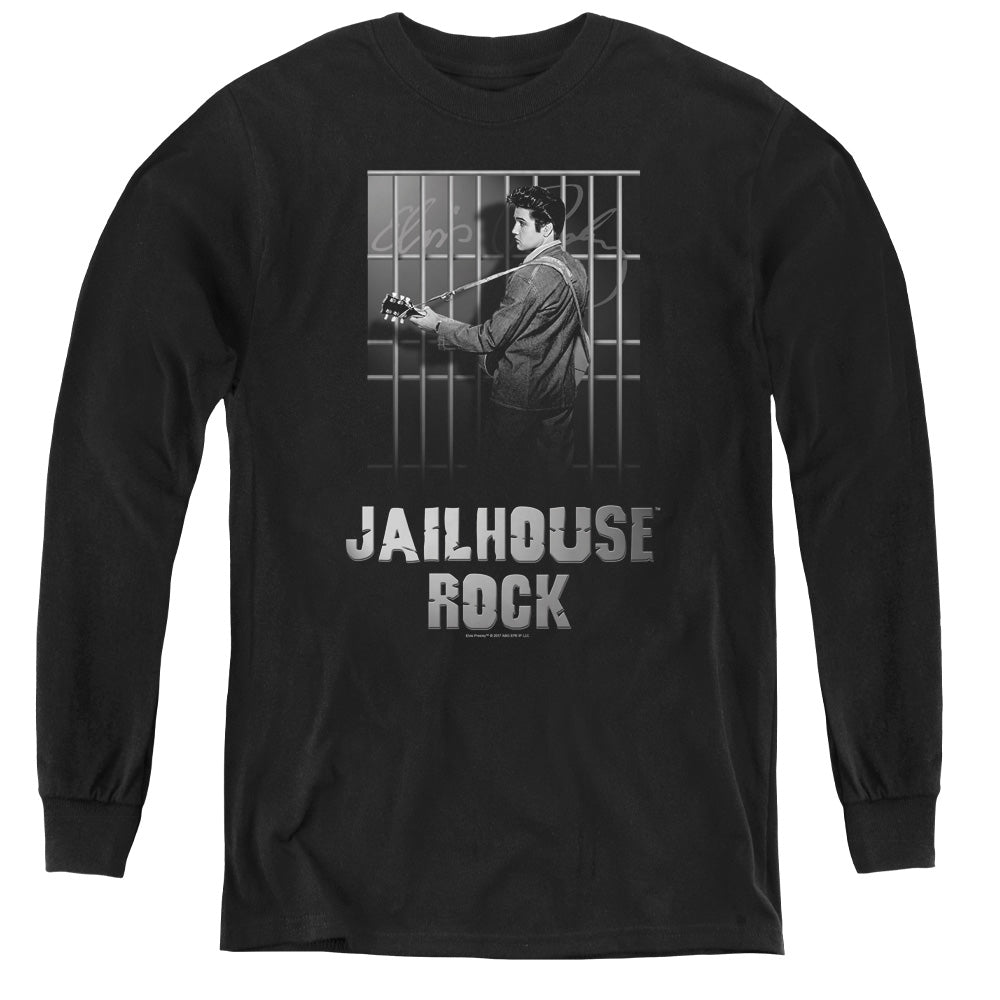 AN OFFCIALLY LICENSED ELVIS PRESLEY JAILHOUSE ROCK YOUTH LONG SLEEVE T-SHIRT BLACK