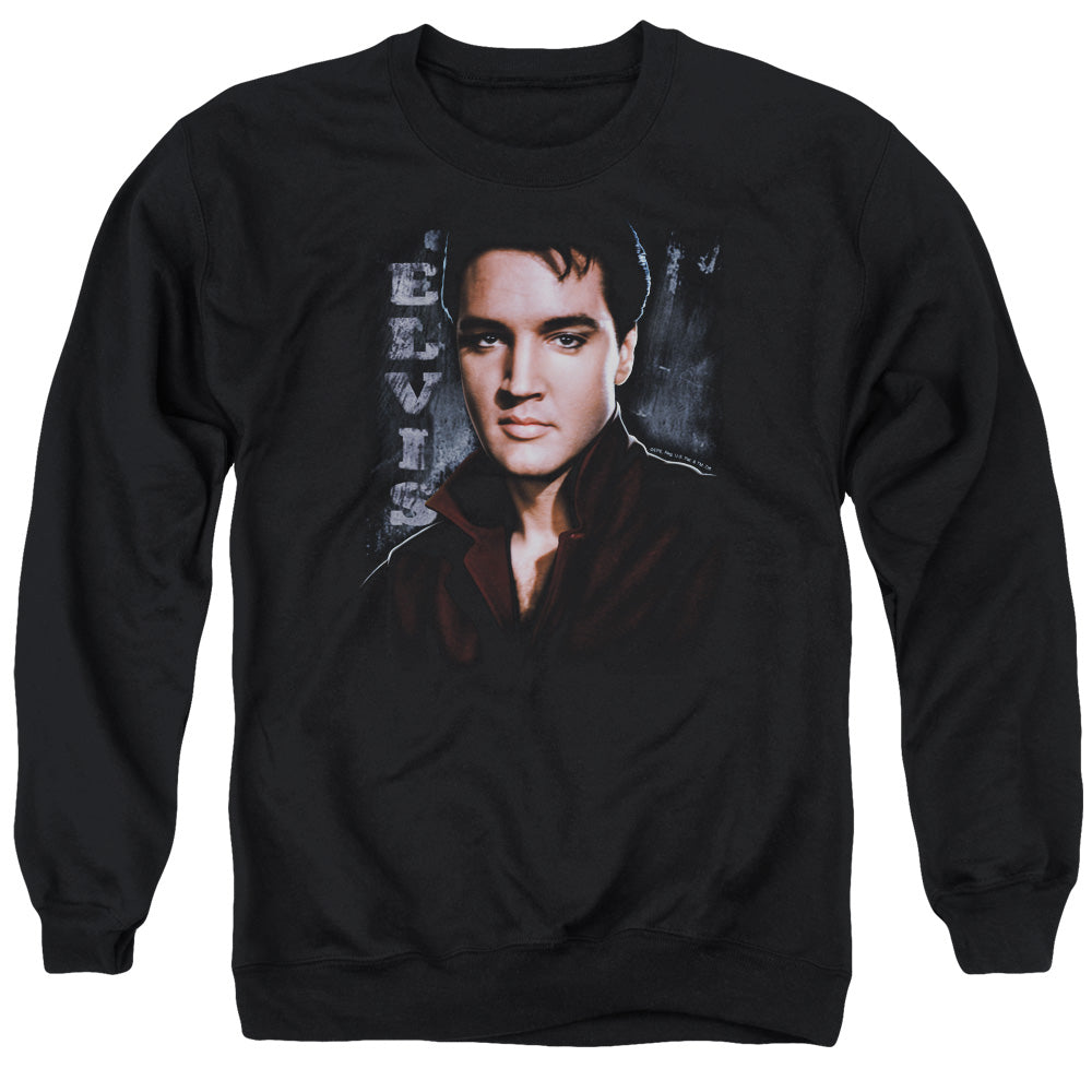 AN OFFCIALLY LICENSED ELVIS PRESLEY TOUGH ADULT UNISEX CREWNECK SWEATSHIRT BLACK