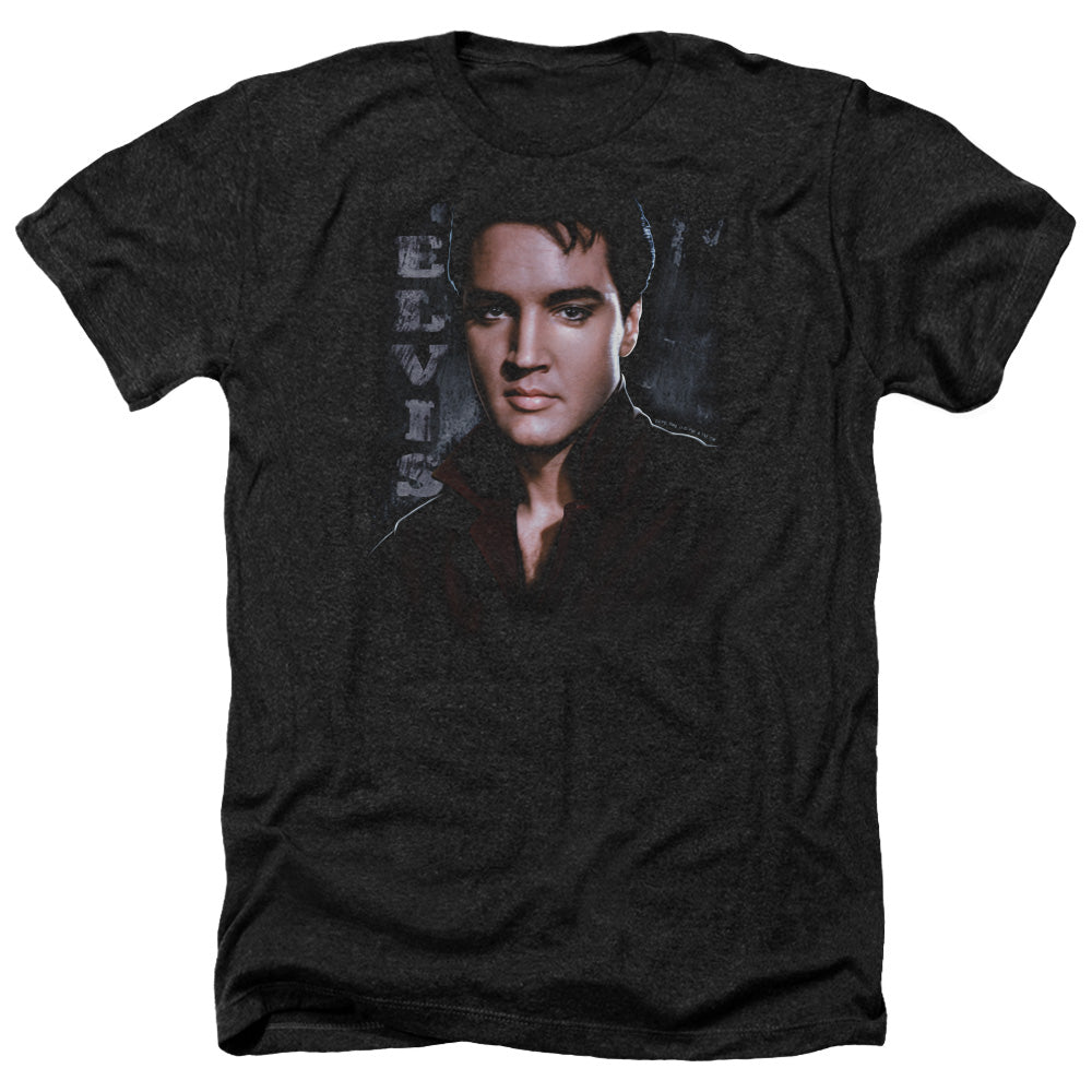 AN OFFCIALLY LICENSED ELVIS PRESLEY TOUGH MEN'S HEATHER T-SHIRT CHARCOAL