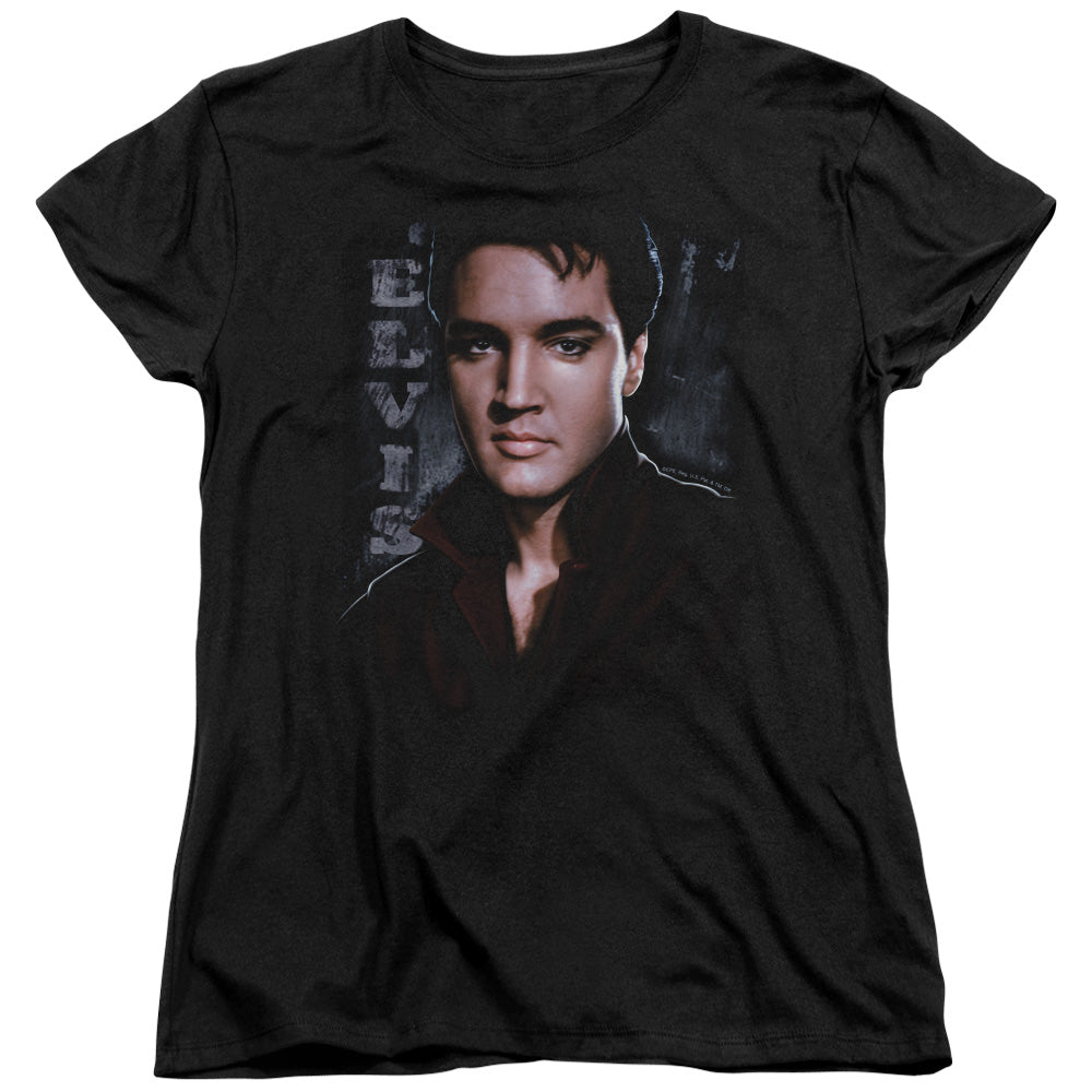 AN OFFCIALLY LICENSED ELVIS PRESLEY TOUGH WOMEN'S REGULAR FIT T-SHIRT BLACK