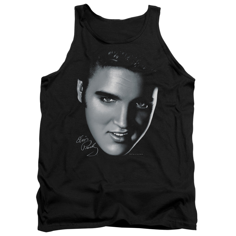 AN OFFCIALLY LICENSED ELVIS PRESLEY BIG FACE ADULT UNISEX TANK TOP BLACK