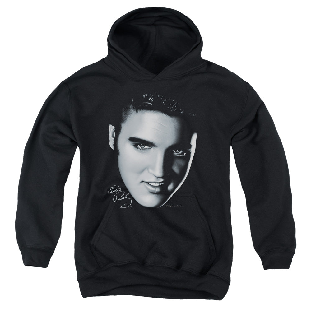 AN OFFCIALLY LICENSED ELVIS PRESLEY BIG FACE YOUTH HOODIE BLACK