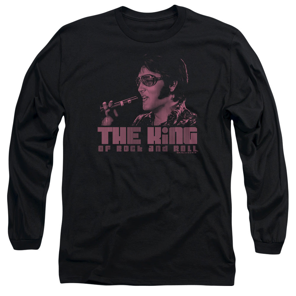 AN OFFCIALLY LICENSED ELVIS PRESLEY THE KING MEN'S LONG SLEEVE T-SHIRT BLACK