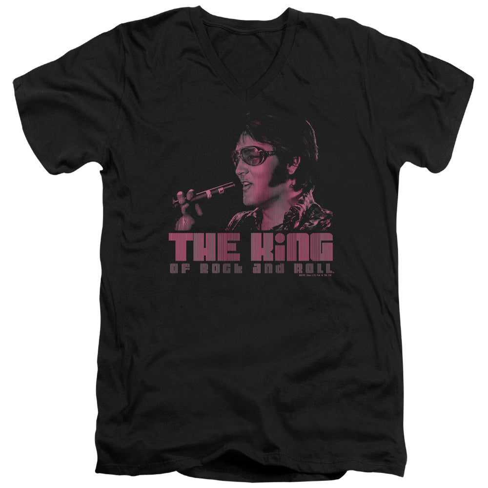 AN OFFCIALLY LICENSED ELVIS PRESLEY THE KING MEN'S V-NECK T-SHIRT BLACK