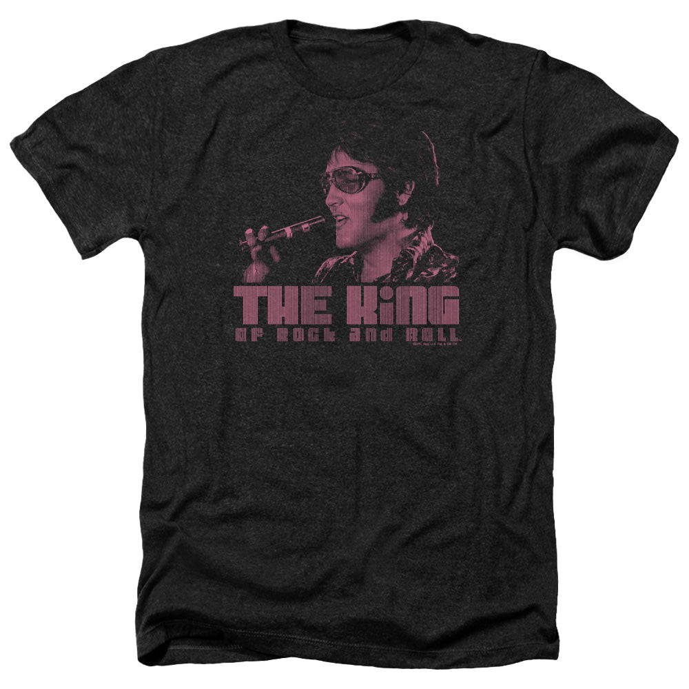 AN OFFCIALLY LICENSED ELVIS PRESLEY THE KING MEN'S HEATHER T-SHIRT CHARCOAL