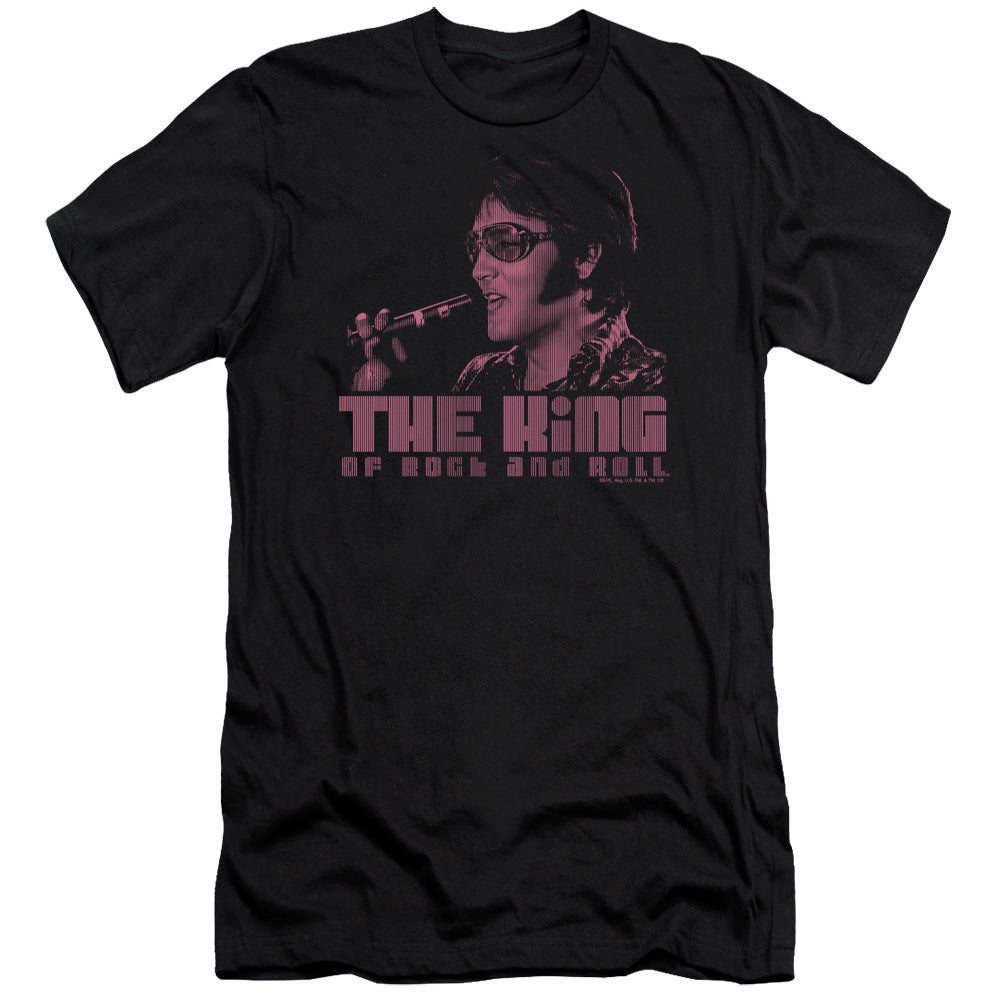 AN OFFCIALLY LICENSED ELVIS PRESLEY THE KING MEN'S PREMIUM SLIM FIT T-SHIRT BLACK