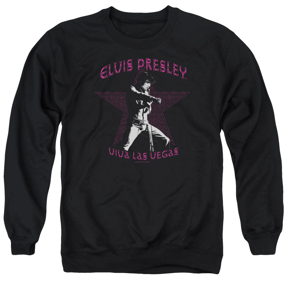 AN OFFCIALLY LICENSED ELVIS PRESLEY VIVA LAS VEGAS STAR ADULT UNISEX CREWNECK SWEATSHIRT BLACK