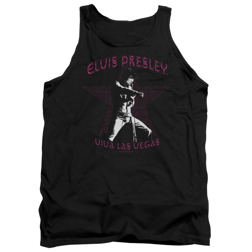 AN OFFCIALLY LICENSED ELVIS PRESLEY VIVA LAS VEGAS STAR ADULT UNISEX TANK TOP BLACK